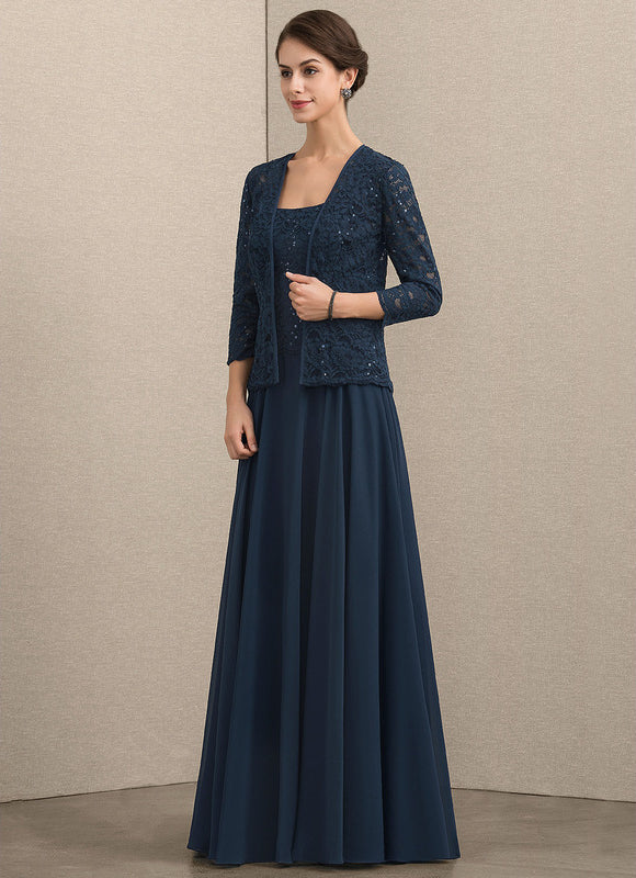 Robe Trapèze Bleu Marine Dentelle Paillettes - gallery 1