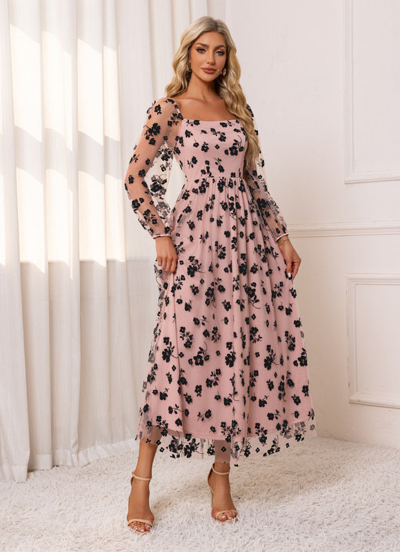Robe Trapèze Florale Rosée - gallery 6