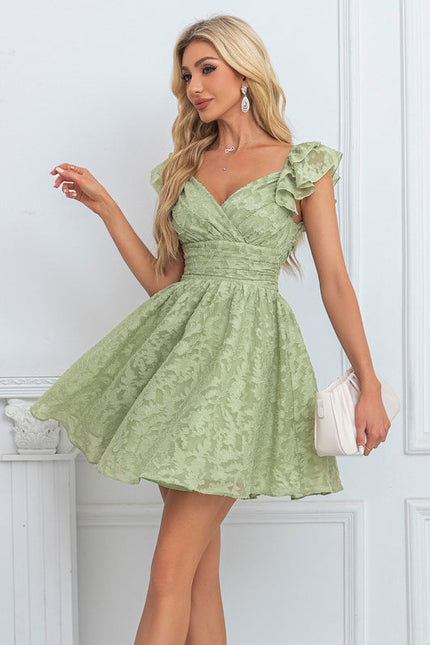 Robe Trapèze Verte Florale - gallery 1
