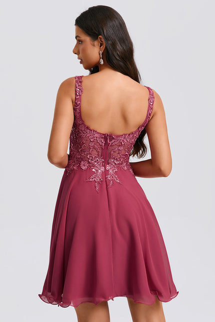 Robe Trapèze Cerise Élégante - gallery 6
