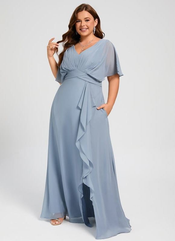 Robe Trapèze Mousseline Fendue - gallery 6