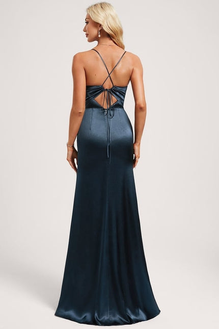 Robe Trapèze Satin Doré Élégante - gallery 5