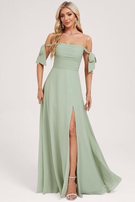 Robe Trapèze Vert Doux Satiné - gallery 3
