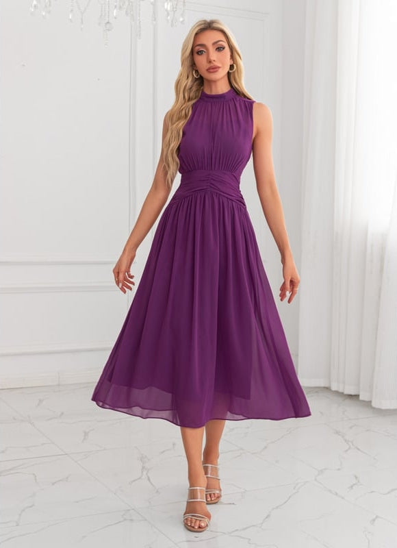 Robe Trapèze Violet Élégant - gallery 4