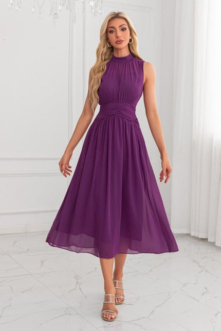 Robe Trapèze Violet Élégant - gallery 4