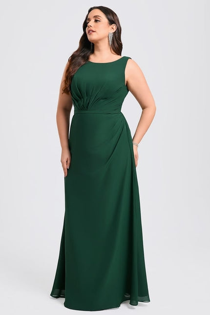 Robe Trapèze Verte Mousseline Longue - gallery 8