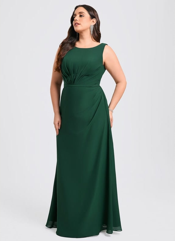 Robe Trapèze Verte Mousseline Longue - gallery 8