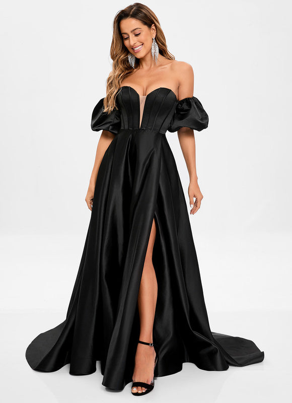 Robe Trapèze Satin Royal