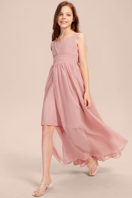 Robe Trapèze Rose Pastel Asymétrique Mousseline