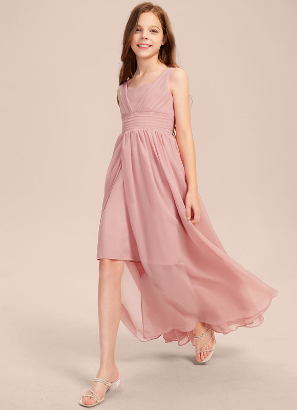 Robe Trapèze Rose Pastel Asymétrique Mousseline