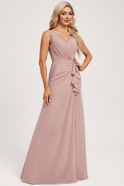 Robe Trapèze Longue Beige Élégante - gallery 2