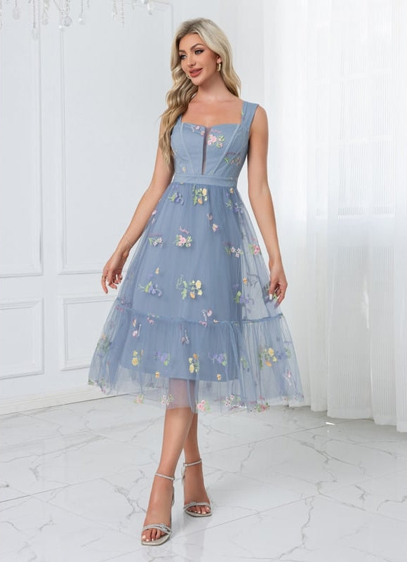 Robe Trapèze Tulle Printanière - gallery 6