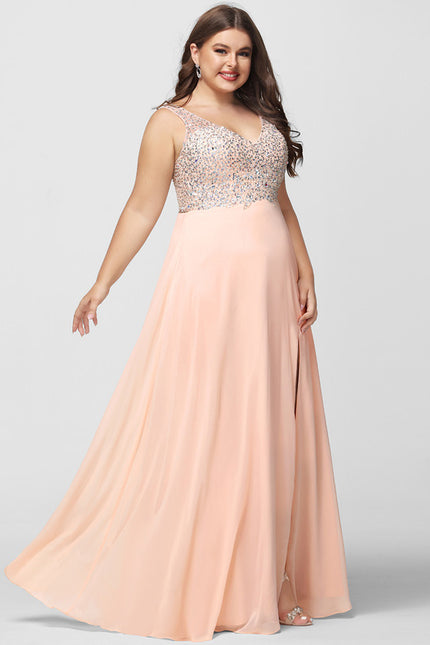 Robe Trapèze Éclat Pêche Satiné - gallery 8