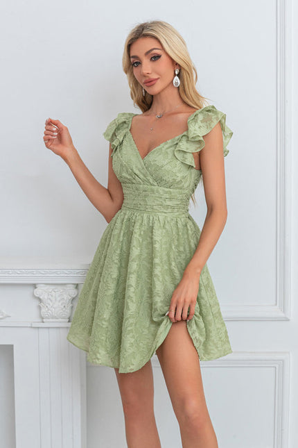Robe Trapèze Verte Florale - gallery 4