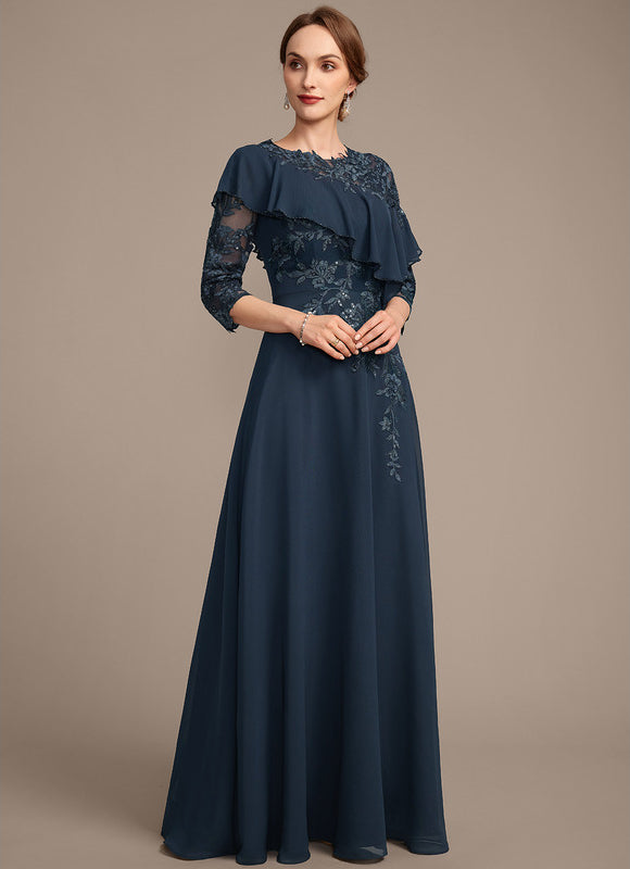 Robe Trapèze Marine Florale - gallery 4