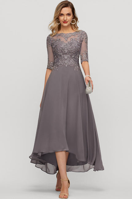 Robe Trapèze Élégance Grise Satinée - gallery 2