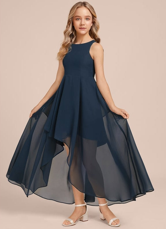 Robe Trapèze Bleu Nuit Flottant - gallery 4