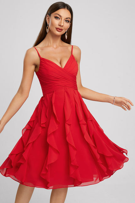 Robe Trapèze Rouge Éclatant - gallery 3