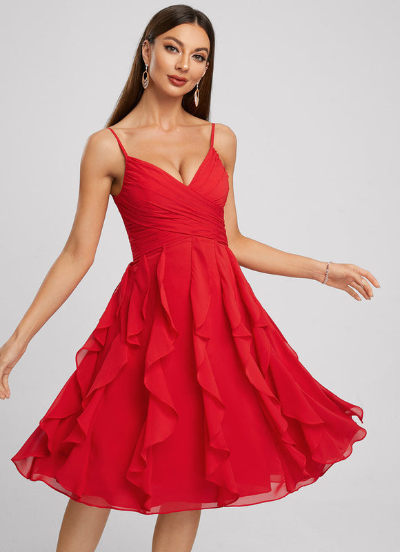 Robe Trapèze Rouge Éclatant - gallery 3