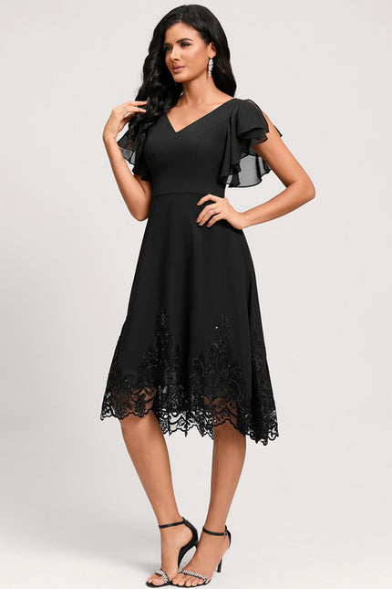 Robe Trapèze Chic Noir Dentelle - gallery 3