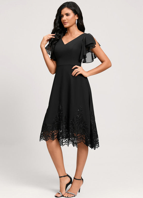 Robe Trapèze Chic Noir Dentelle - gallery 3