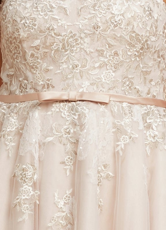 Robe Trapèze Lueur De Satin Rosé - gallery 5