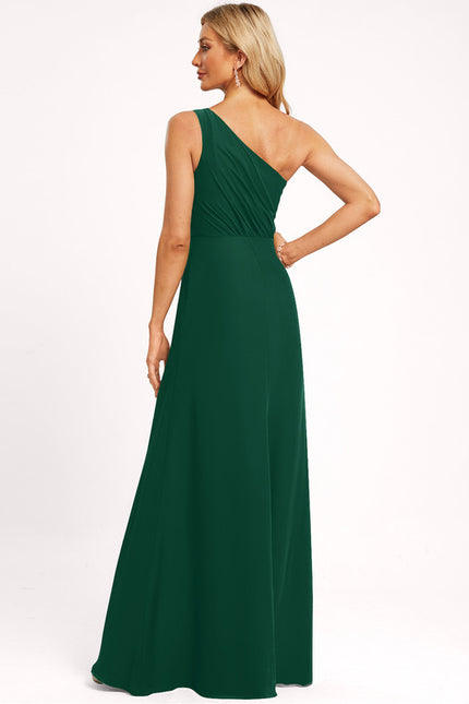 Robe Trapèze Verte Mousseline À Volants - gallery 6