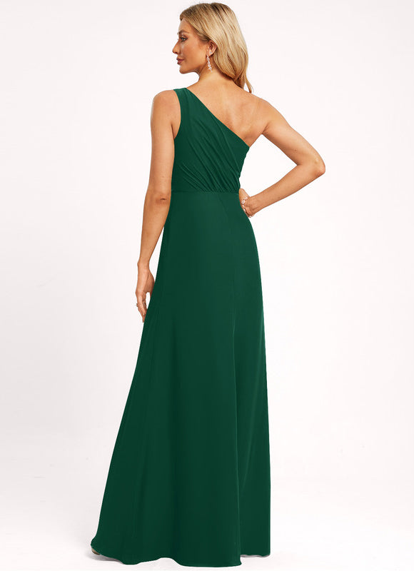 Robe Trapèze Verte Mousseline À Volants - gallery 6
