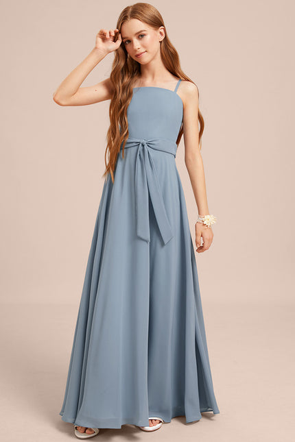 Robe Trapèze Mousseline Bleue - gallery 2