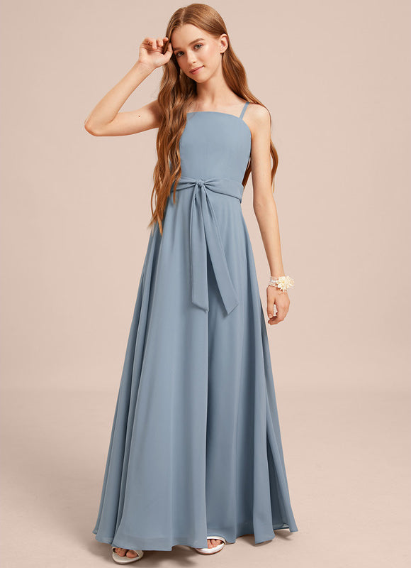 Robe Trapèze Mousseline Bleue - gallery 2