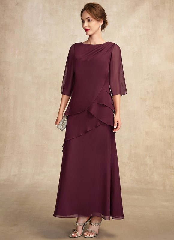 Robe Trapèze Mauve Mousseline Plissée Longue - gallery 6