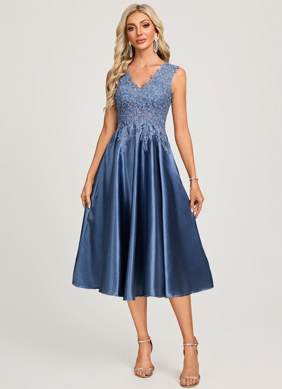 Robe Trapèze Élégante À Dentelle - gallery 3