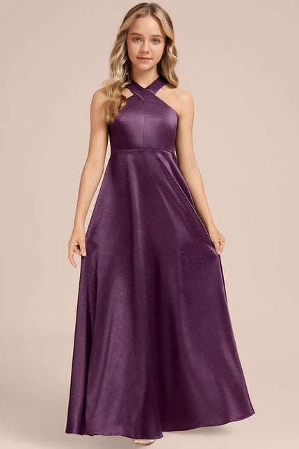 Robe Trapèze Violet Satiné Chic - gallery 3