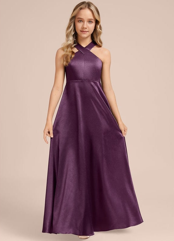 Robe Trapèze Violet Satiné Chic - gallery 3