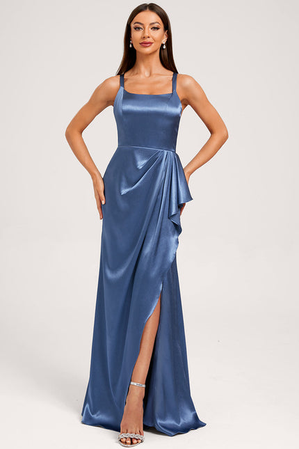 Robe Trapèze Satinée Bleu Ciel