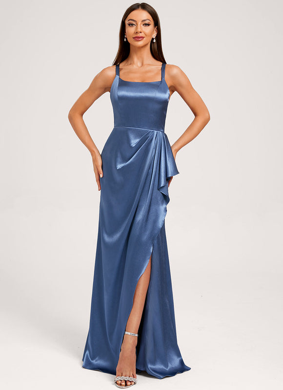Robe Trapèze Satinée Bleu Ciel