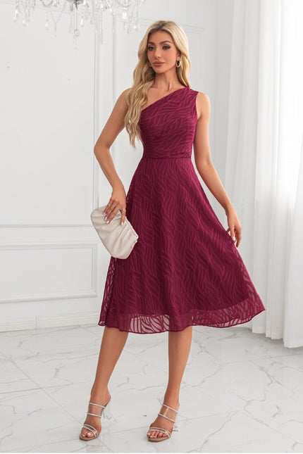 Robe Trapèze Bordeaux Ondulée - gallery 6