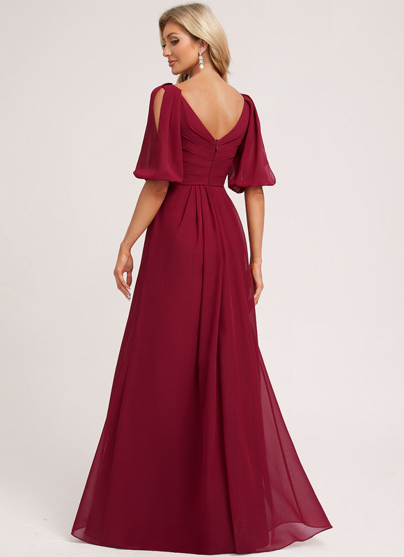 Robe Trapèze Longue Beige Élégante - gallery 1