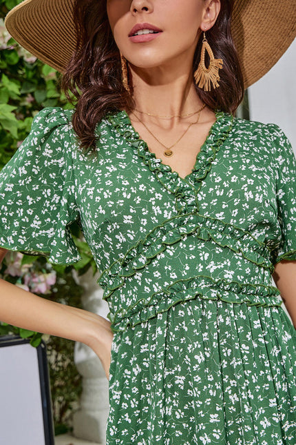 Robe Trapèze Élégance Marine Florale - gallery 5