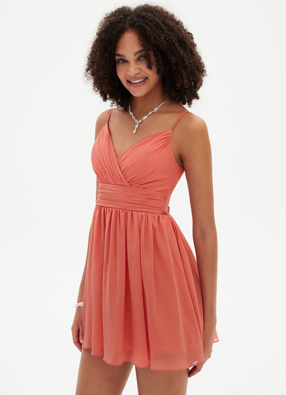 Robe Trapèze Corail Éthéré - gallery 4