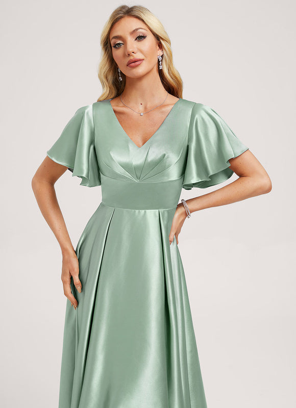 Robe Trapèze Satin Bleu Élégant - gallery 3