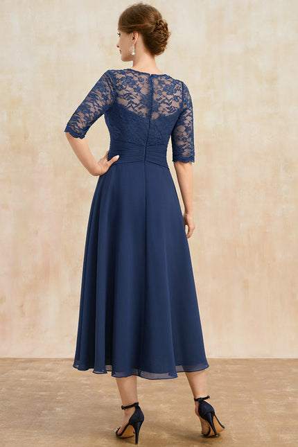 Robe Trapèze Élégance Marine Flottante - gallery 5