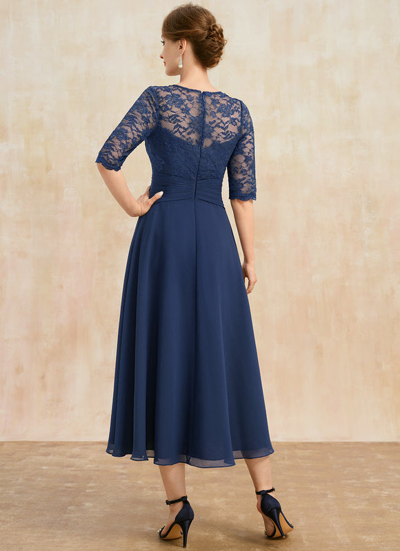 Robe Trapèze Élégance Marine Flottante - gallery 5