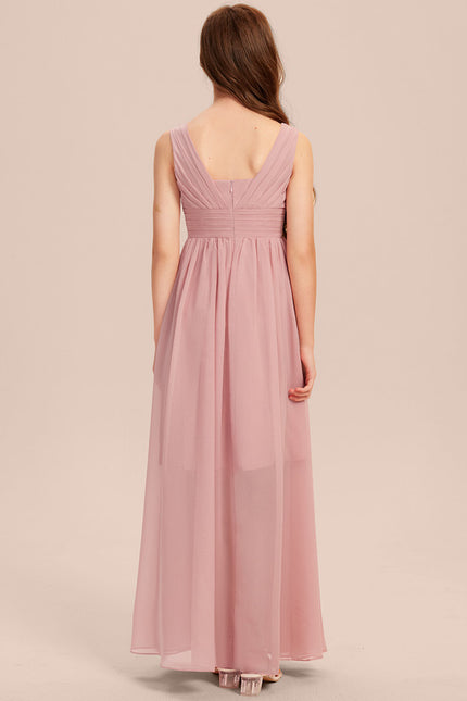 Robe Trapèze Rose Pastel Asymétrique Mousseline - gallery 4
