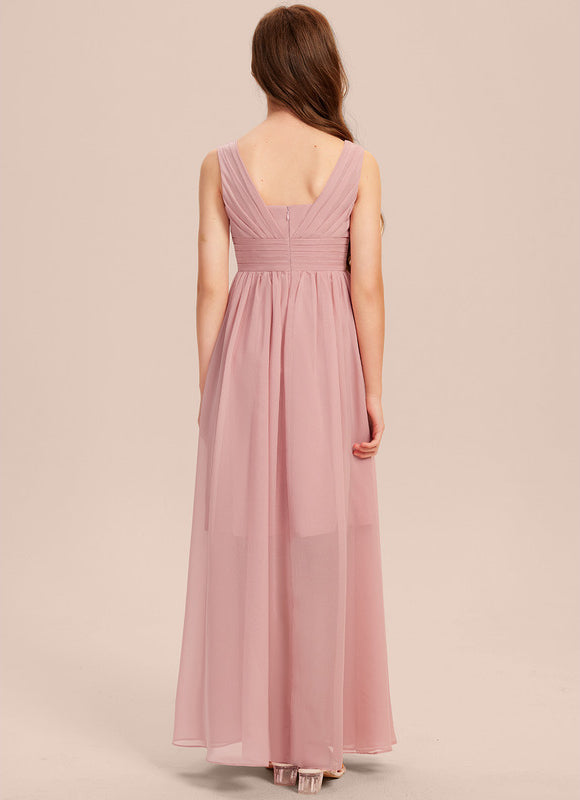 Robe Trapèze Rose Pastel Asymétrique Mousseline - gallery 4