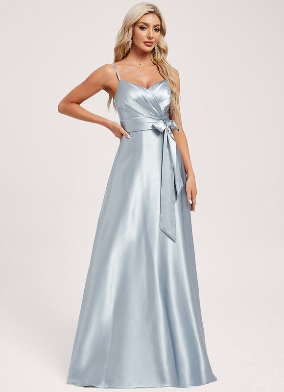 Robe Trapèze Satin Doré Élégante - gallery 1