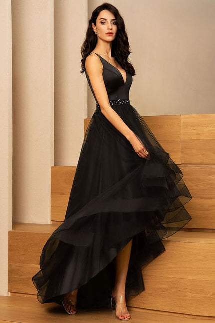 Robe Trapèze Noir Élégant Tulle