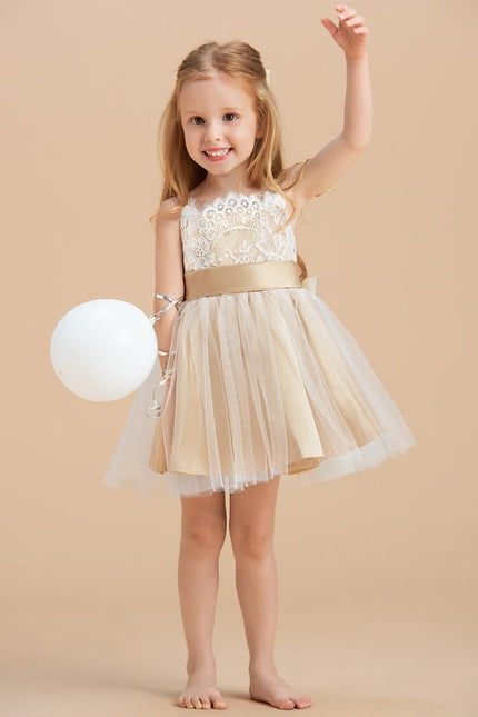 Robe Trapèze Crème Dentelle Tulle<Br> - gallery 2