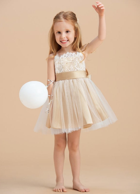 Robe Trapèze Crème Dentelle Tulle<Br> - gallery 2