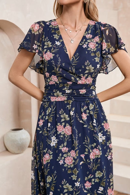 Robe Trapèze Fleurie Nuit - gallery 2
